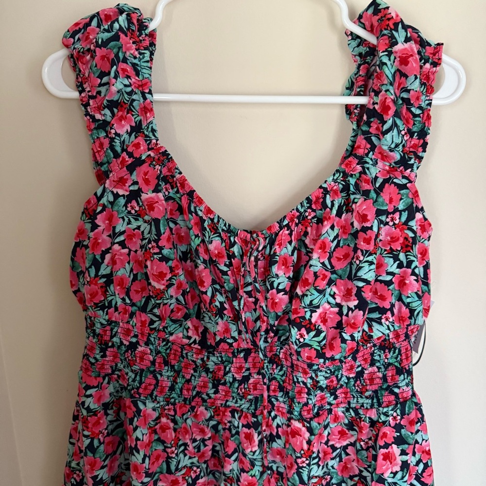 Brand New With Tags Old Navy Floral Preppy Waist Defined Dress Size XL - Picture 3 of 7